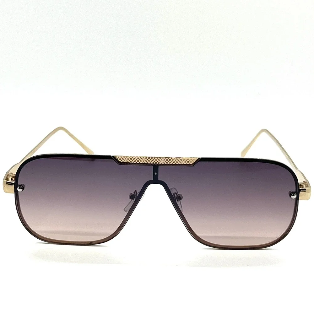 Aviator Sunglasses Gold Frame Brown Gradient Lens Fashion Sun Glasses Lentes New